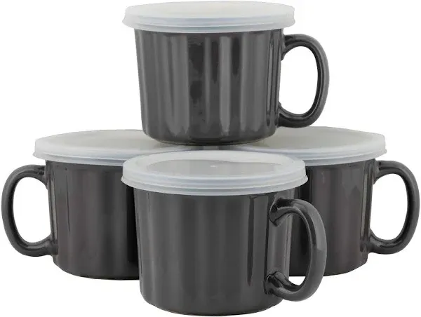 10 Strawberry Street 16oz Set of 4 Soup Mug with Lid - Red