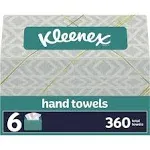 Kleenex Hand Towels, Single-Use Disposable Paper Towels, 6 Boxes, 60 Towels per Box (360 Towels Total), Size: 60 Count (Pack of 6), White