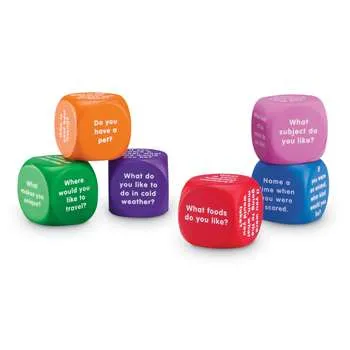 Conversation Cubes 6 Pieces Ages 6+ Foam Cubes for Social-Emotional Learning School Counselor Supplies Speech Therapy Toys Ice Breaker Cubes