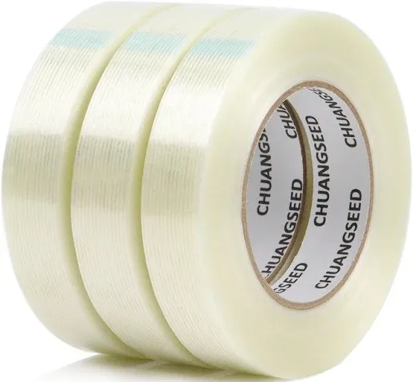 3Pack Mono Filament Strapping Tape 6.2mil x 1Inch x 60yds Commodity Heavy Dut...