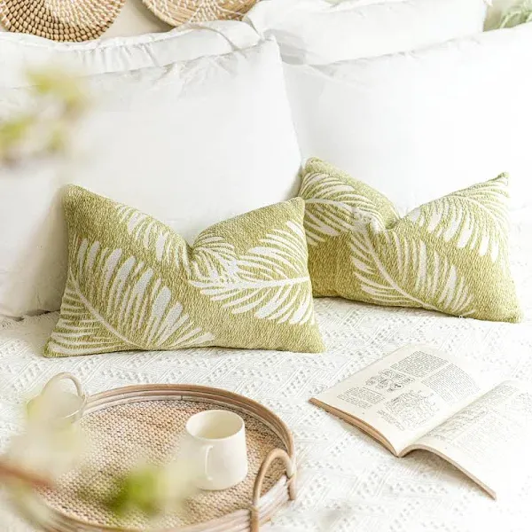 BlissBlush Green Decorative Lumbar Throw Pillow Covers