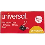 Universal Binder Clip Zip-Seal Bag Value Pack, Mini, Black/Silver, 144/Pack