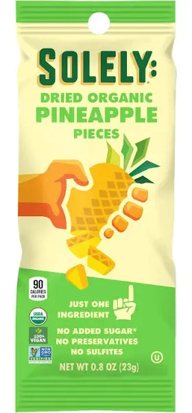 Solely Dried Organic Pineapple Pieces 0.8oz - 10 Pouches