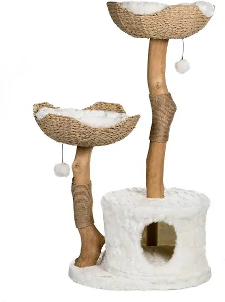 MAU Modern Cat Tree Tower for Large Cats, Real Branch Luxury Cat Condo, Wood Cat Scratching Tree, Cat Lover Gifts by Mau Lifestyle