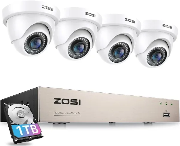 ZOSI 8-Channel 1080p 1TB DVR 4 Wired Security Camera System 8FN-418W4-10-U<wbr/>S *