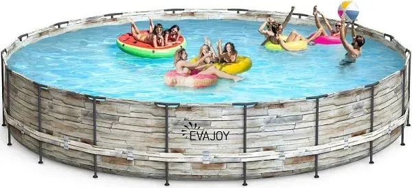 EVAJOY 24ft x 52inch Metal Frame Swimming Pool Set