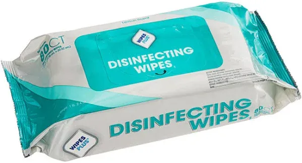 WipesPlus EPA Registered Disinfecting Surface Wipes, 80pk, 12 Packs/Case