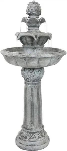 42 in. White Ornate Elegance Tiered Solar Water Fountain