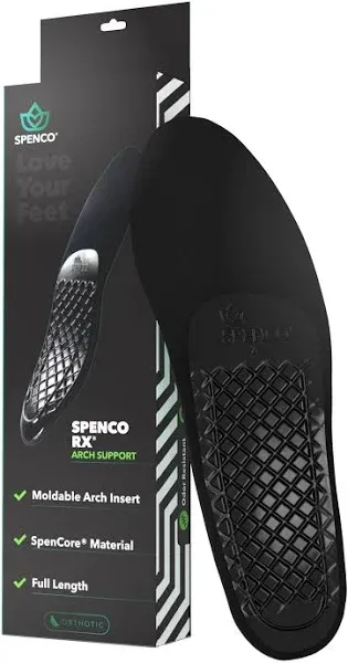 Spenco Rx Arch Support - Lightweight, Orthotic Shoe Inserts with 4-Way Stretch Fabric & SpenCore Layer for Shock Absorption, Odor Control & All-Day Comfort & Stability - Fits Most Shoes