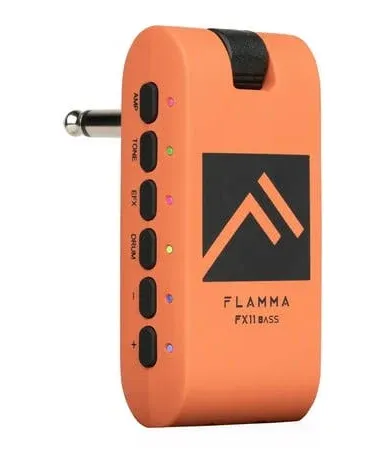 FLAMMA Bass Headphone Amp Portable Modeling Headphone Amplifier with 28 Drum Grooves 7 Amp Models Built-in Effects 5 Tone Color Support Bluetooth USB Audio Recording&Playback OTG Function Rechargeable