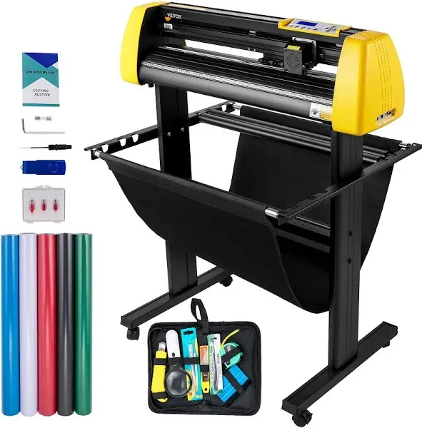 VEVOR Vinyl Cutter Machine, 34 in / 870 mm Max Paper Feed Cutting Plotter, Automatic Camera Contour Cutting LCD Screen Printer w/Stand Adjustable Force and Speed for Sign Making Plotter Cutter