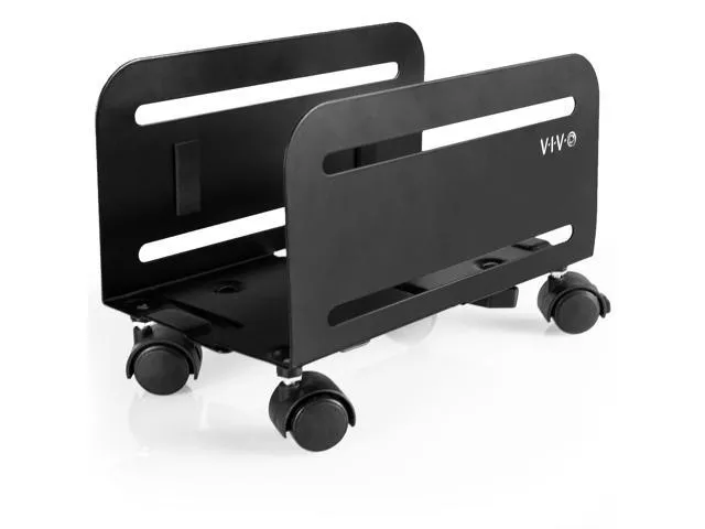 VIVO Black Computer Desktop ATX Case CPU Steel Rolling Stand Adjustable Mobile Cart Holder Locking Wheels (CART-PC01)