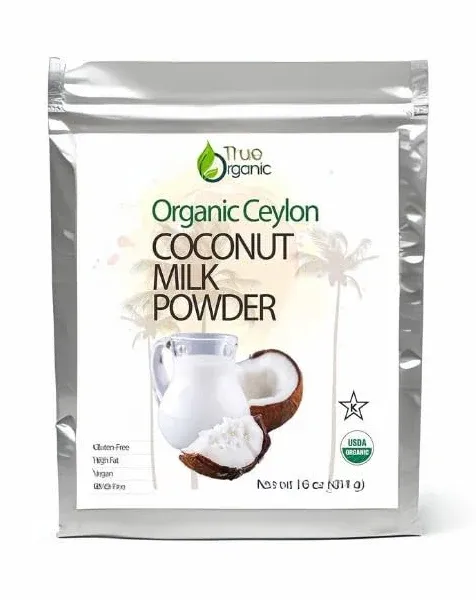 True Organic Ceylon Coconut Milk Powder, 1 Pound Bulk Bag, Certified Organic, USDA & Kosher Certified, Non-GMO, Organic Coconut Milk Powder, Ceylon Premium Quality [ 16 ounces ]