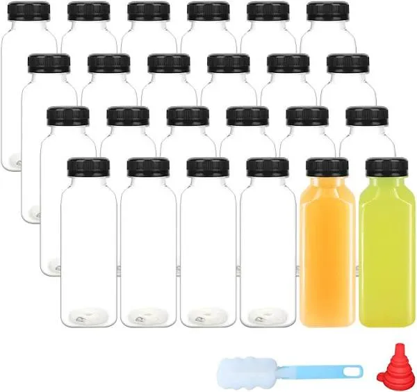 zmybcpack 24 Pack 10 oz 300 ml Clear PET Plastic Juice Bottles