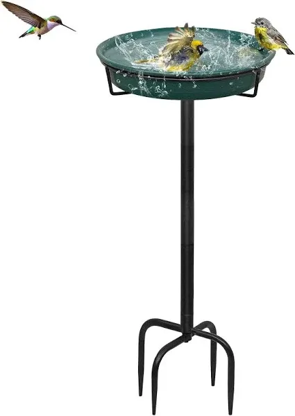 YALINKA 28In Freestanding Birdbaths Bowl Outdoor Free Standing Garden Bird Bath Bird Feeder Bowl with Metal Stake