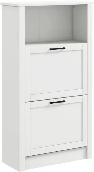 Homcom Shoe Storage Cabinet with Open Compartment and 2 Flip Drawers