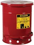 Justrite 09308 Oily Waste Can, 10 gal, Steel, Red