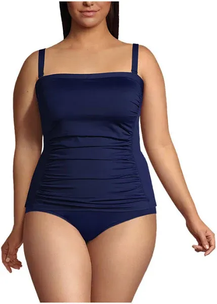 Lands' End Women's Plus Size Chlorine Resistant Bandeau Tankini Swimsuit Top