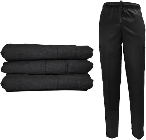 Natural Uniforms Classic 6 Pocket Black Chef Pants with Multi-Pack Quantities Available