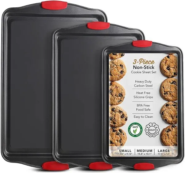 Baking Sheet Set , 2 - Piece Cookie Sheet Set with Silicone Handles