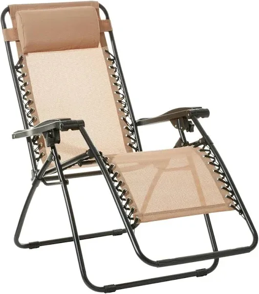 Basics Outdoor Textilene Adjustable Zero Gravity Folding  Chair with Pillow, 26&#034;