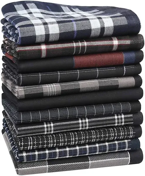 Men’s Handkerchiefs, Black Cotton Handkerchiefs for Men, 17x17 11 Pcs