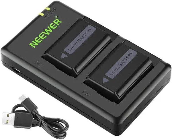 NEEWER NP-FW50 Camera Battery Charger Set Compatible with Sony ZV-E10 A7 A7R A