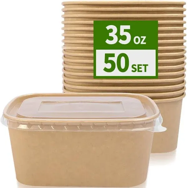 AICHEF 50 Pack 35 oz Take Out Food Containers with Lids