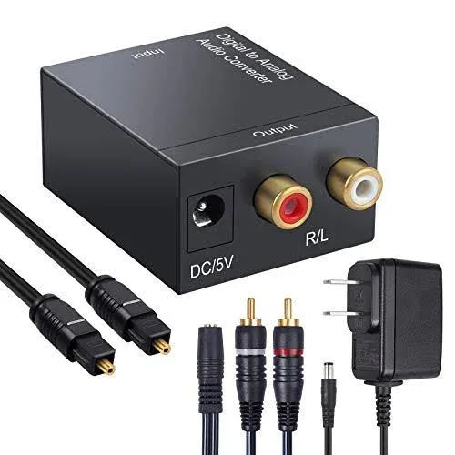 CAMWAY Digital to Analog Converter 192kHz DAC Converter SPDIF to RCA,Optical to 3.5mm,Toslink to RCA,Optical to RCA,DAC Converter Audio Adapter