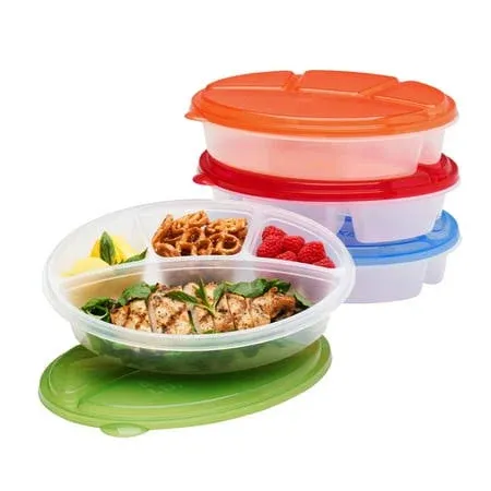 Oval Lunch BoxesReusable 4compartment Food Containers For Work Travel And Meal P