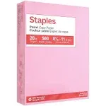 Staples Pastel Colored Copy Paper 8 1/2" x 11" Pink 500/Ream (14779)