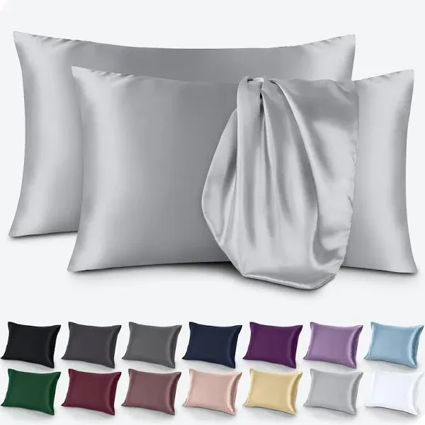 Bare Home Satin Pillowcase Set Standard / Silver