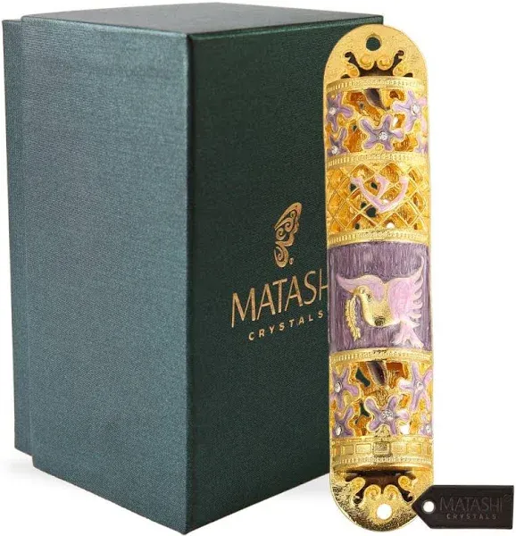 Hand Painted Enamel Mezuzah Embellished with a Floral Design with Gold Accents and High Quality Crystals by Matashi - Bed Bath & Beyond - 18969569