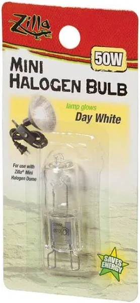 Zilla 4 Pack of Reptile Terrarium Heat Lamps Mini Halogen Bulb, Day White, 50 Watts