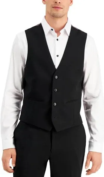 INC International Concepts Mens Suit Vest Small Slim Fit Lilac Lining Deep Black