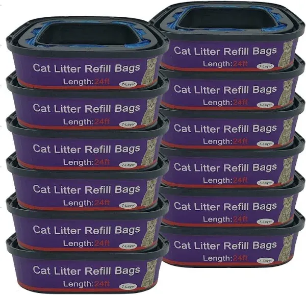 RUNDE 8 Pack Cat Litter Refill Bags Cartridge Compatible with Genie Cat Litter Standard and Plus Pails