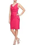 Alex Evenings Fuchsia Side Ruched Dress with Surplice Neck