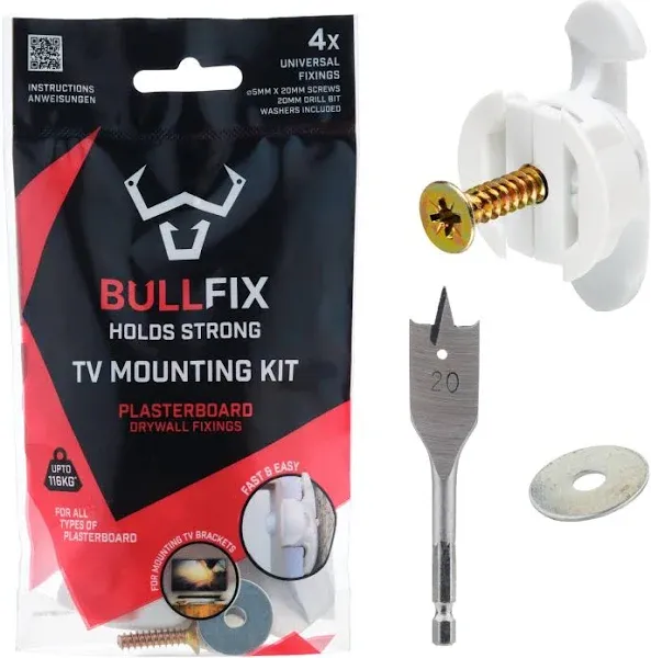 Bullfix Universal Heavy Duty Plasterboard Fixings TV Kit Wall Cavity Anchor Plug