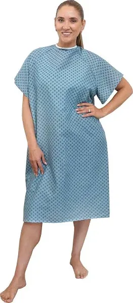 Hospital Gown Back Tie - Blue or White - 3 Pack (White)