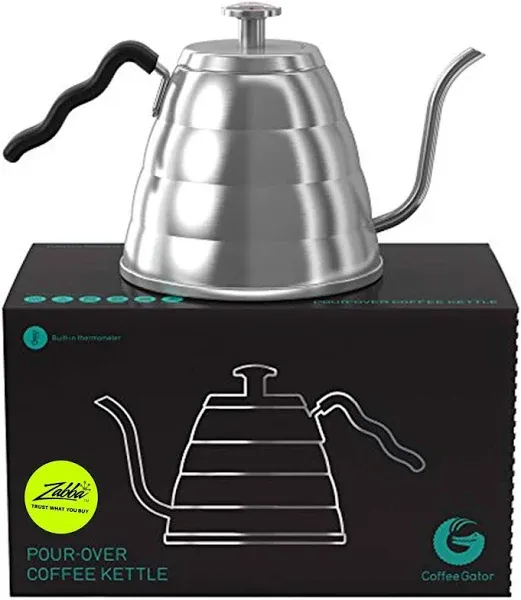 Coffee Gator Water Kettle Stainless Pour Over Stovetop Thermometer Tea Pot 1.2L