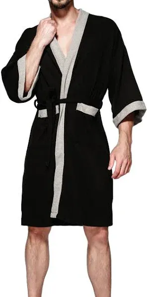 Haseil Men's Waffle Kimono Bathrobe