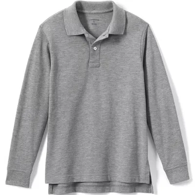 Lands' End School Uniform Kids Long Sleeve Mesh Polo Shirt