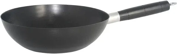 IMUSA USA 9.5" Traditional Carbon Steel Nonstick Coated Wok with Bakelite Handle