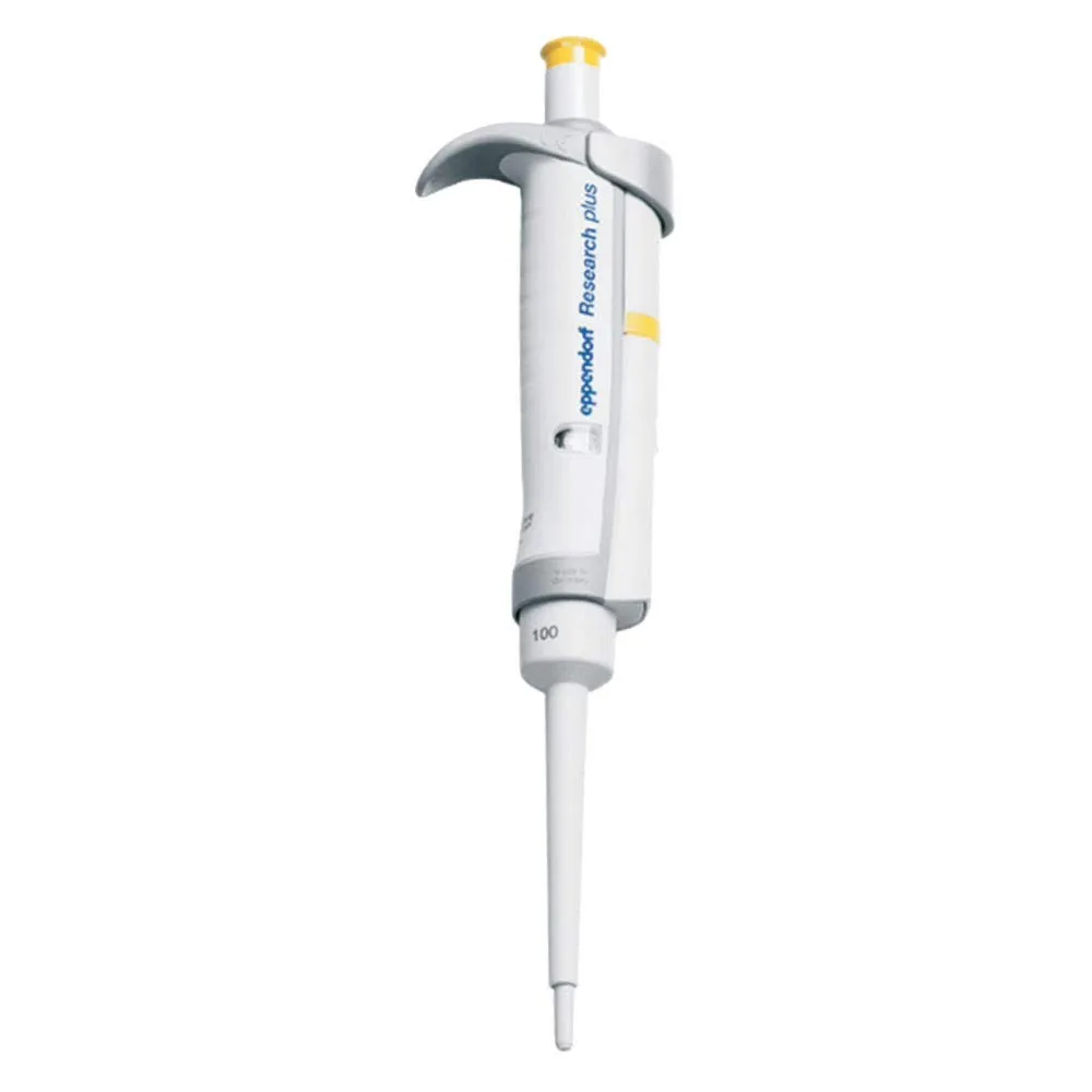 Eppendorf 3120000046 Single-Channel Research Plus Adjustable-Volume Pipetters, Yellow Operating Button, Volume Range: 10 to 100 µl