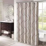 Madison Park Serendipity Shower Curtain, Embroidery Ogee Design, Modern Bathroom Decor, Machine Washable, Fabric Privacy Screen 72x72, Ivory