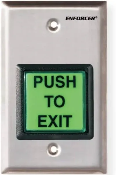 Compact Illuminated Exit Button with Multi-Language Plates - ENFORCER RTE Series