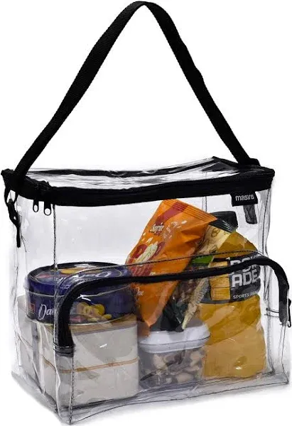 Clear Lunch Bag, Durable PVC Plastic Bags, w/Adjustable Strap Handle, For School