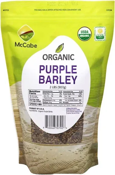 McCabe Organic Purple Barley - Purple Barley Organic | Rich with Fiber & Minerals | USDA and CCOF Certified | Product of USA | 2Lbs