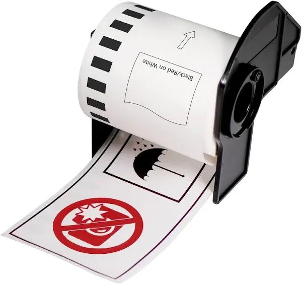 BETCKEY - Black/Red on White Continuous Labels Replace for Brother DK-2251 (2-3/7" x 50'), Use with Brother QL-800, QL-810W, QL-820NWB Printers [2 Rolls]