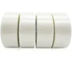 Bomei Pack 4Rolls Bi Directional Filament Tape, Fiberglass Reinforced Strapping Tape, 6.7Mil x 2Inch x 55yds